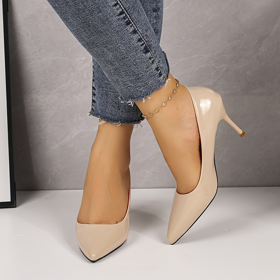 Women Black Pointed Toe High Heels Shoes for Parties Weddings Work