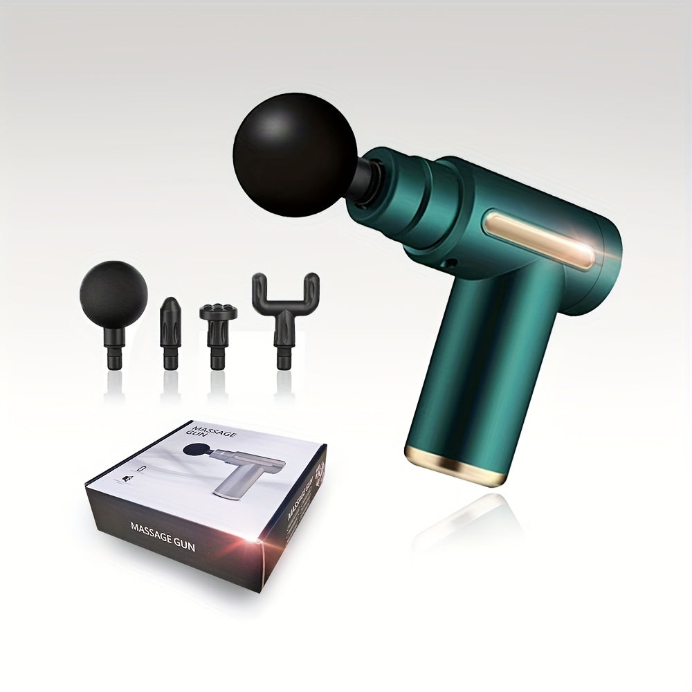 Portativ zaryadlanadigan massaj quroli, 4 ta almashtiriladigan bosh, 6 tezlik rejimi, jim motor, mushaklarni bo'shatuvchi va tiklanish uchun. Har kim uchun ideal 14-fevral sovg'asi.