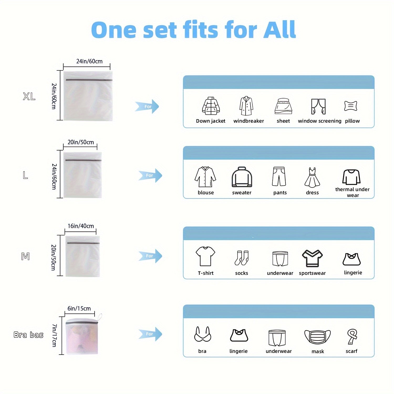 5 шт. сетчатых мешков для стирки деликатных вещей, нижнего белья, бюстгальтеров, носков