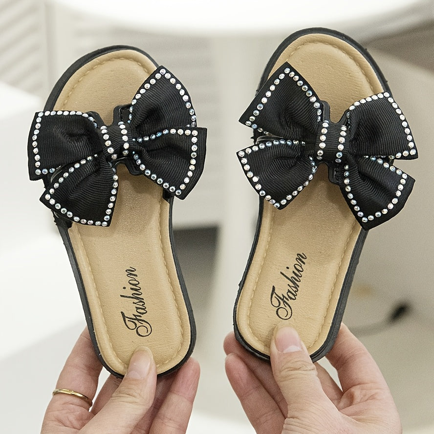 Girls Bow Sandals Lightweight Breathable Non-Slip Casual Shoes for Indoor Outdoor Beach Water Play