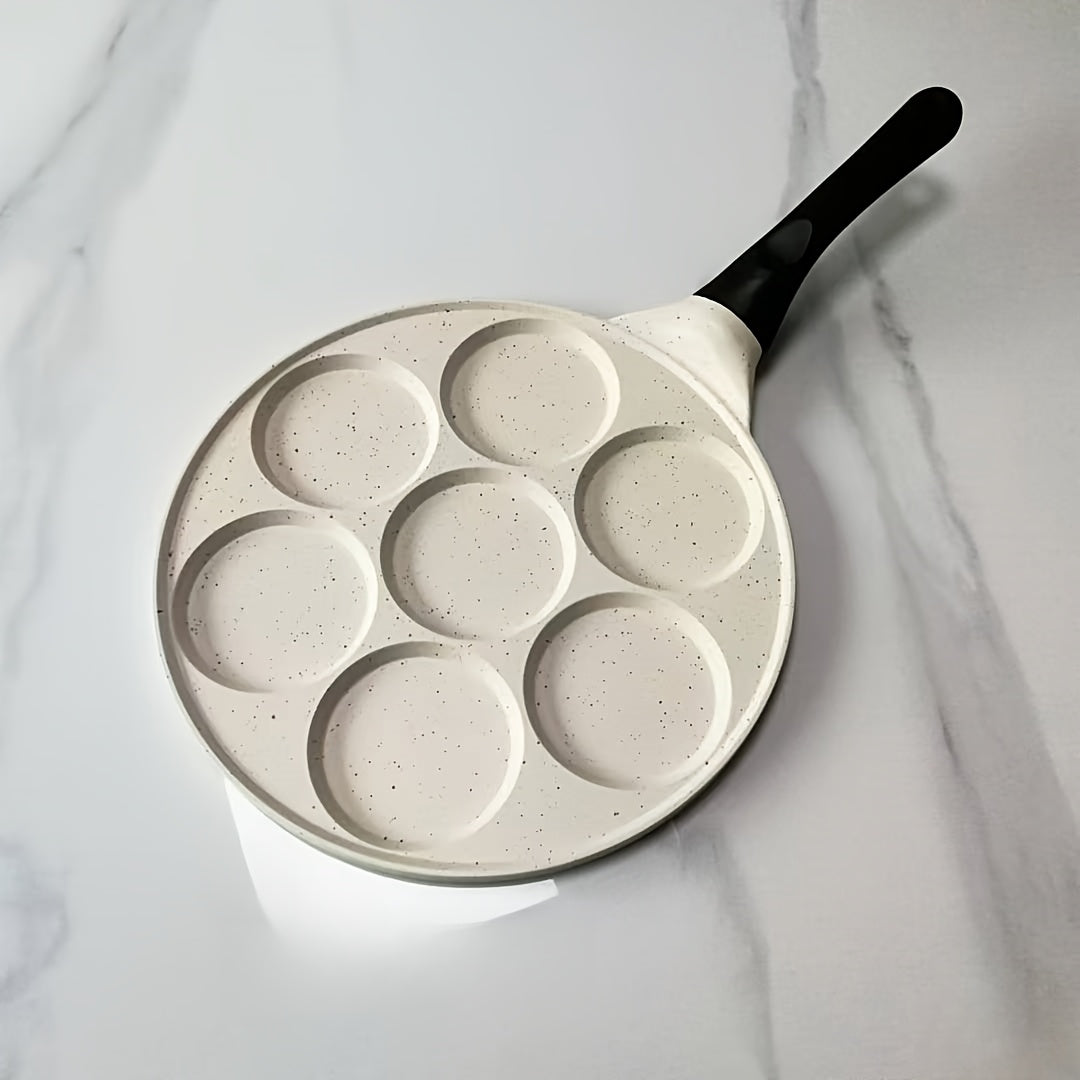 Ko'p komponentli alyuminiy qovurish panasi 7 qolip bilan - BPA-siz, quvvat talab qilinmaydi, vafli, pancake va tuxum tayyorlash uchun ideal - oshxonangiz uchun ko'p funksiyali nonushta pishirish asbobi