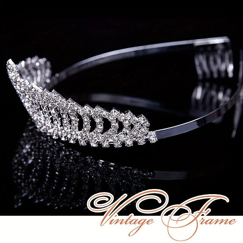 Diadema de corona de princesa con cristales para bodas y eventos 12.5x4.5 cm