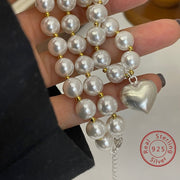 Zamonaviy Boho 925 Sterling Silver va Qobiq Beadli Marjon, Muzlatilgan Sevgi Pendanti bilan - Har kuni kiyish, sovg'a berish va maxsus tadbirlar uchun ideal