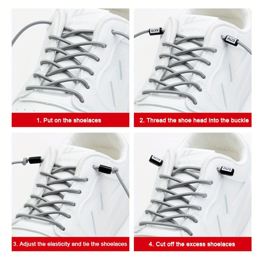 Kids Elastic No-Tie Shoelaces with Alloy Buckle for Easy Slip-On