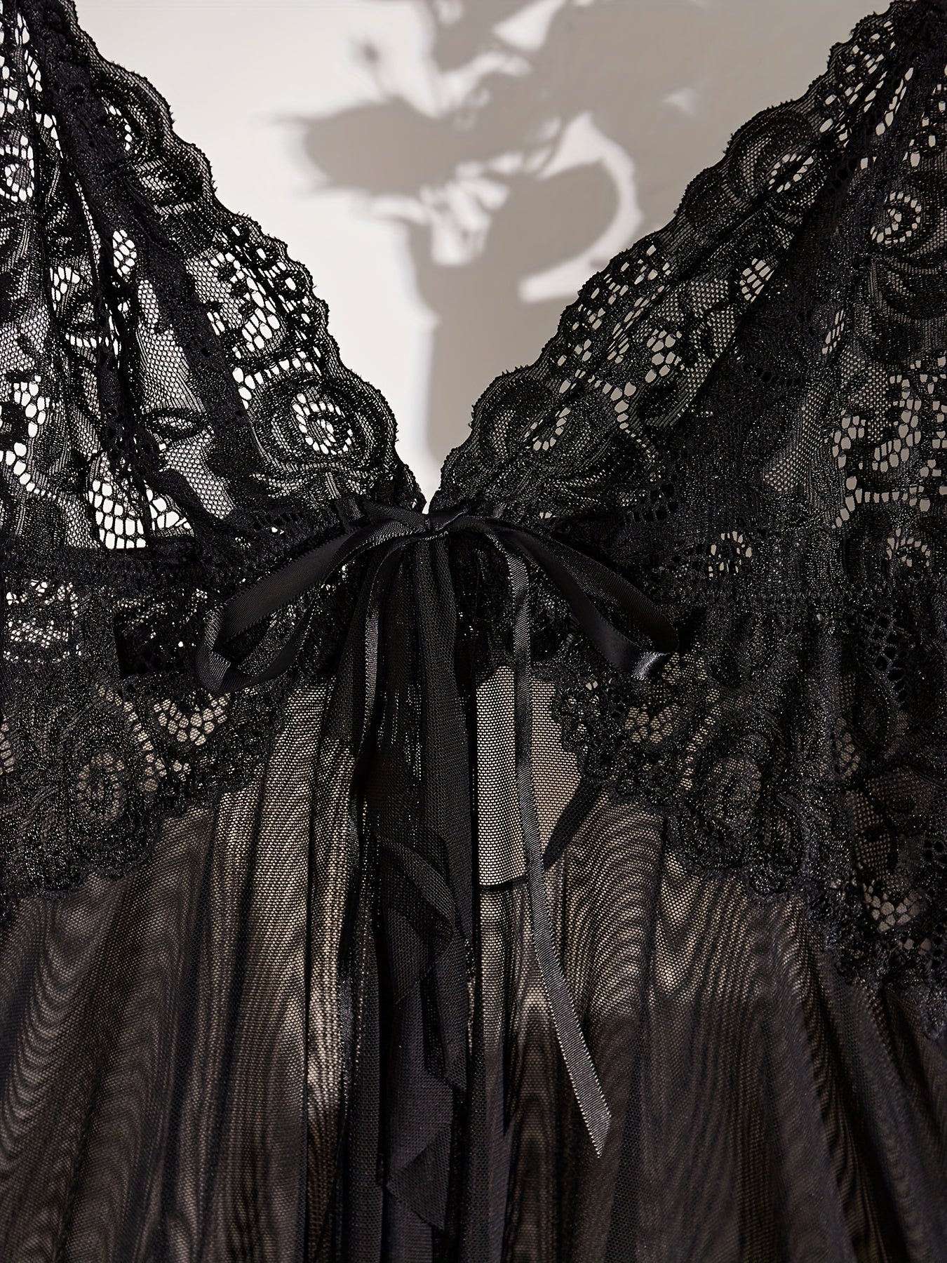 Women's Floral Lace Lingerie Set with Split Cami Slip Dress and Lace Brief