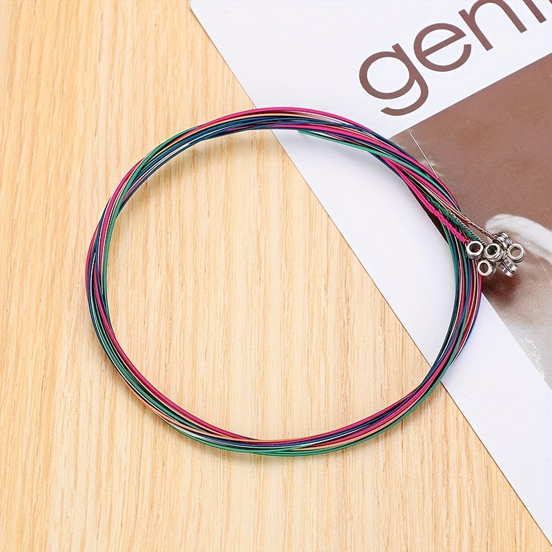 6-Pack Copper Core Steel Acoustic Guitar Strings Set with Mixed Colors