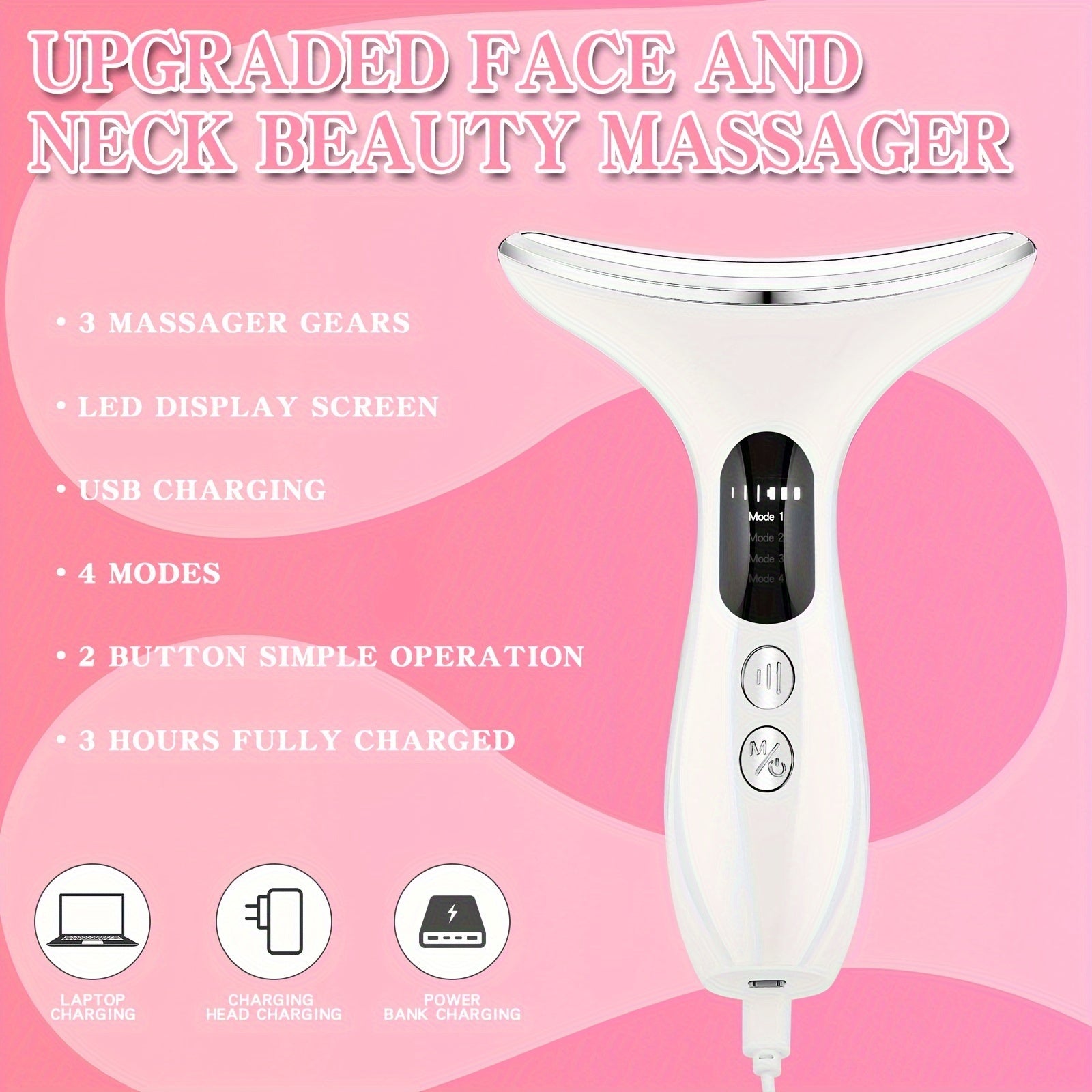 Masajeador facial y de cuello para mujer, recargable por USB, cuidado de la piel, regalo
