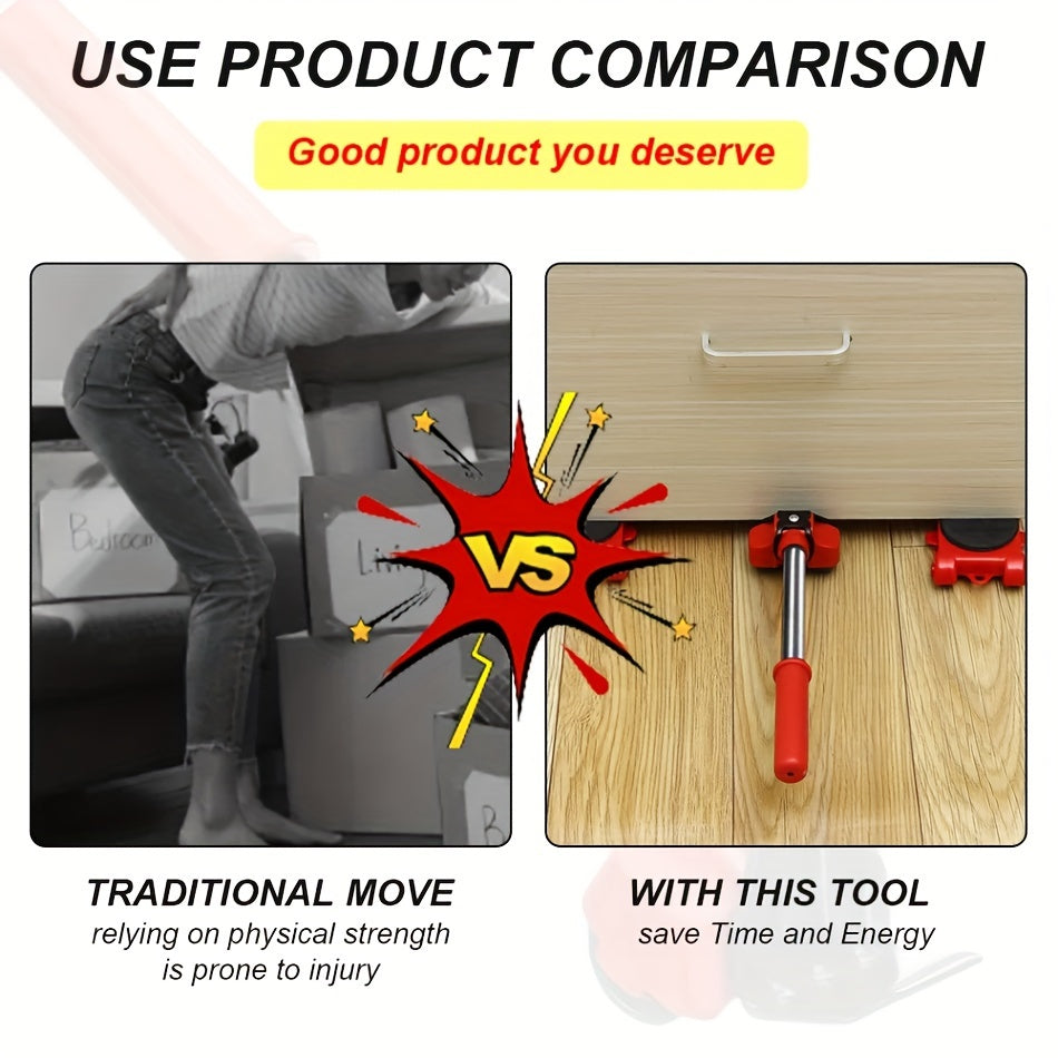 Набор для перемещения тяжелой мебели с базой на блоке и роликовыми инструментами для крупных предметов