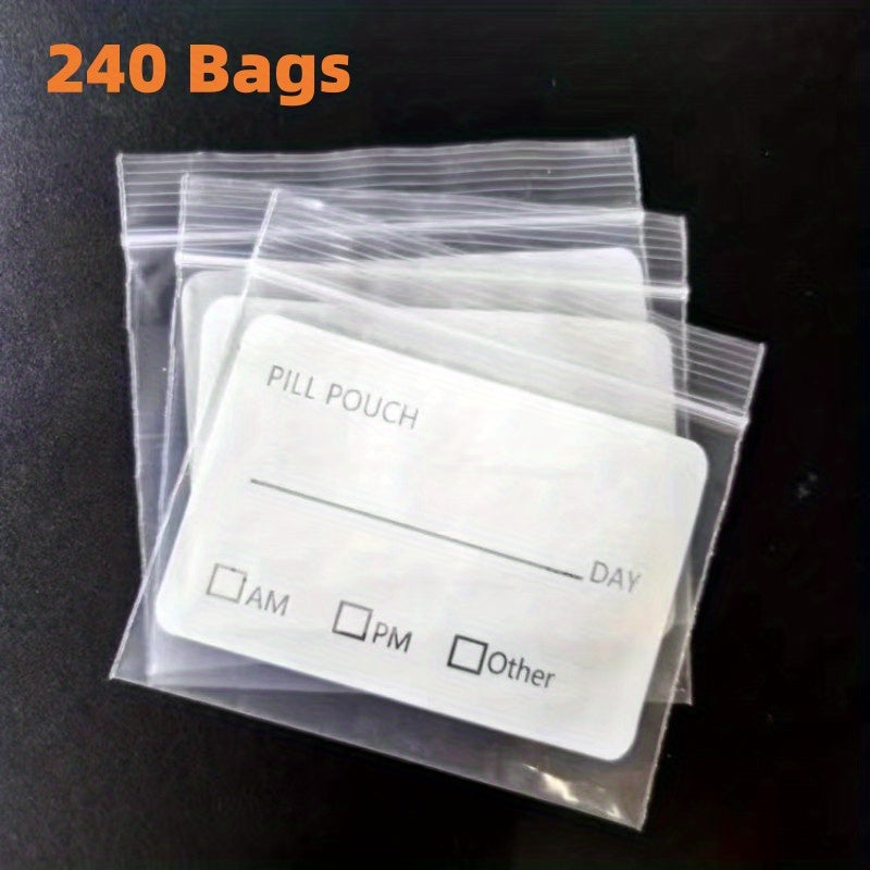Bolsas organizadoras de pastillas sin BPA, tamaño de viaje, con cierre zip transparente, etiquetas para escribir, 120-500 piezas