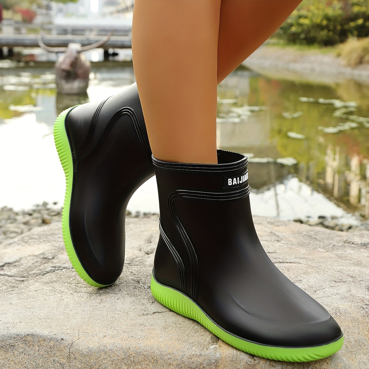Women's Rain Boots Non-Slip PVC Slip-On Waterproof Gardening Shoes