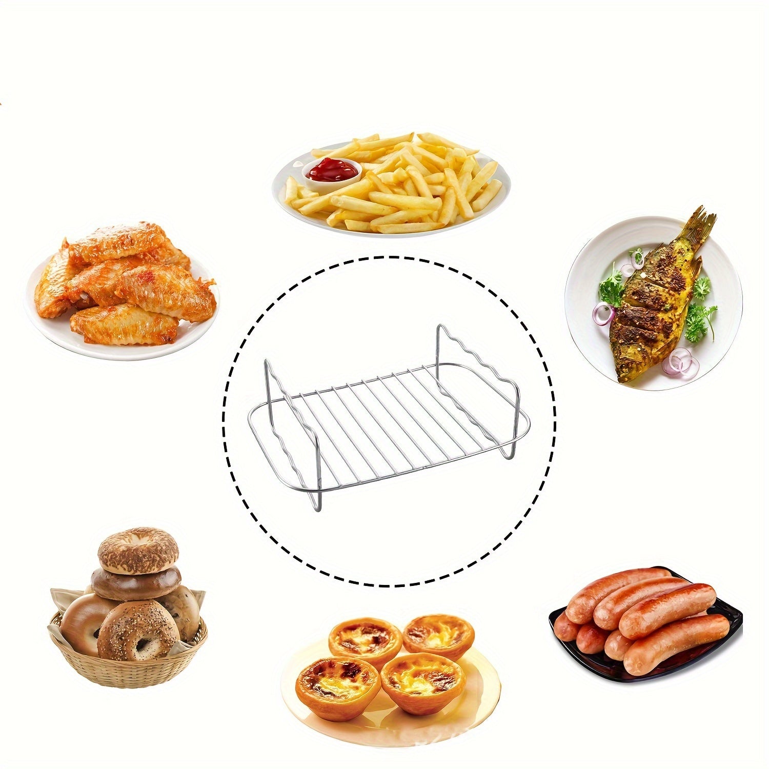 Stainless Steel Double Layer Grill Rack Set for Air Fryer Accessories for Multiple Kitchen Appliances