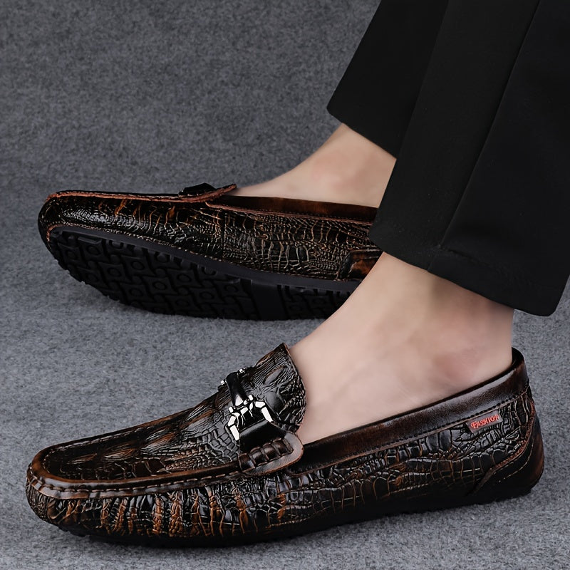 Men's Solid Color Microfiber Slip-On Loafers Lightweight Business Casual Shoes