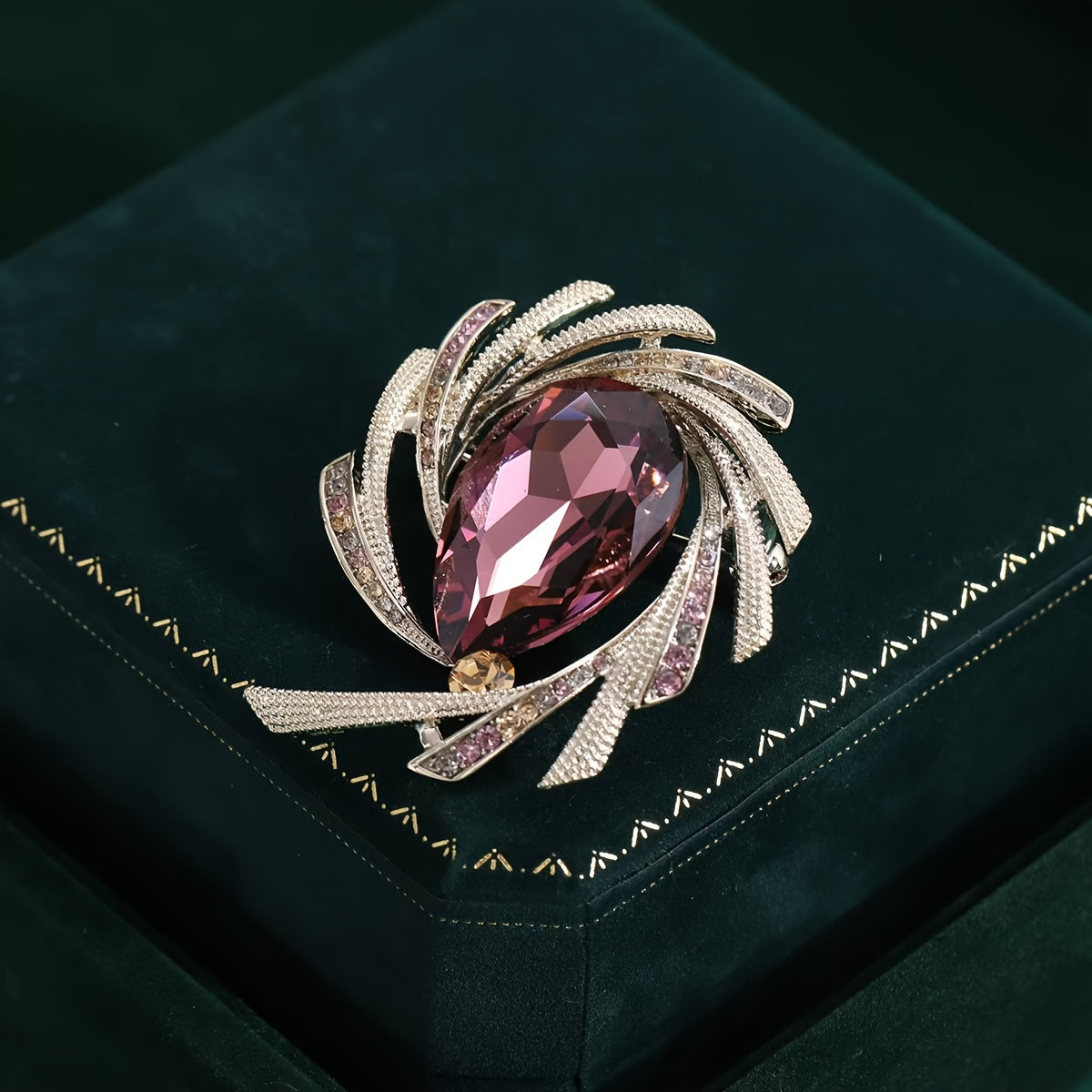 Elegant Teardrop Flower Brooch Pins Rhinestones Alloy Jewelry for Women Dress Coat Accessories