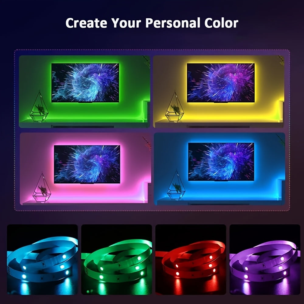 USB orqali quvvatlanadigan aqlli RGB LED lenta chiroqlari, musiqa sinxronizatsiyasi, ilova orqali boshqarish, moslashtiriladigan rejimlar, vaqt belgilash funksiyasi - uy bezatish va bayram muhitini yaratish uchun ideal.