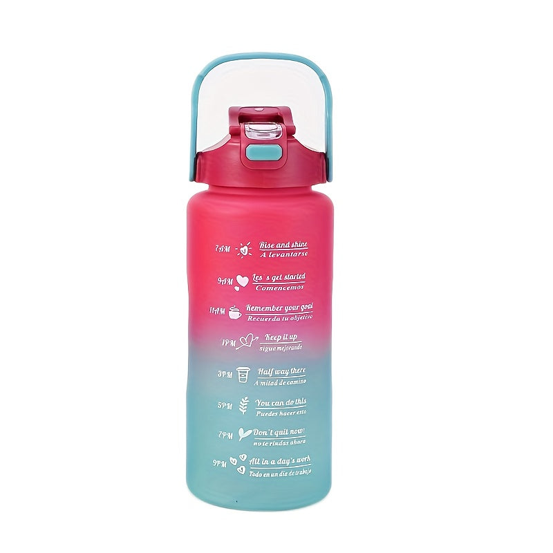 Set of 3 Motivational Water Bottles 2000ml 800ml 300ml with Straw and Sleeve