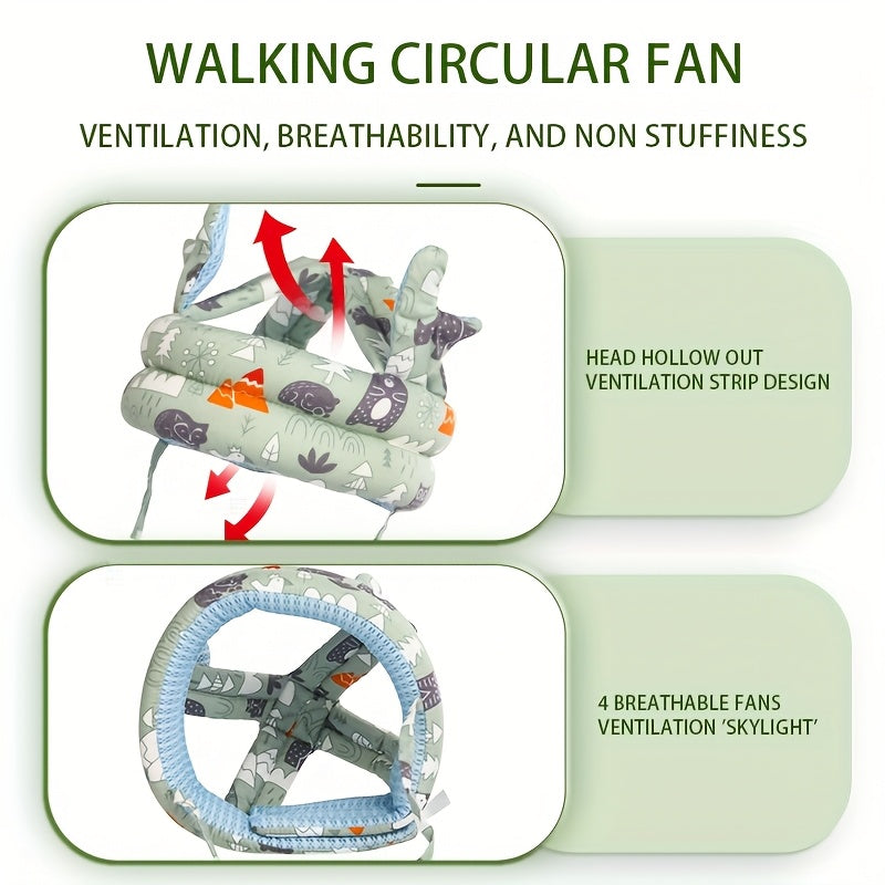 Children's Breathable Safety Hat for Learning to Walk Anti-Fall Collision All Seasons Green Pink