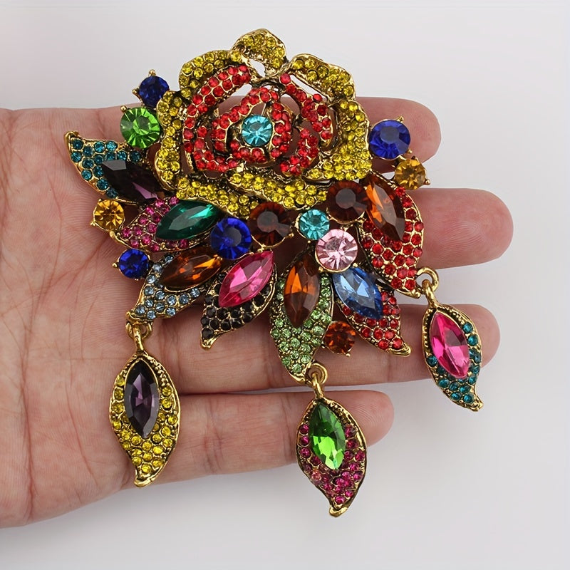 Изысканные цветочные броши, стильные броши с камнями, модные аксессуары для женщин