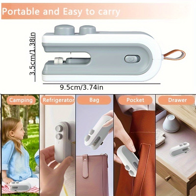 Portable Handheld Food Sealer with Cutter Magnet Rechargeable Vacuum for Plastic Bags