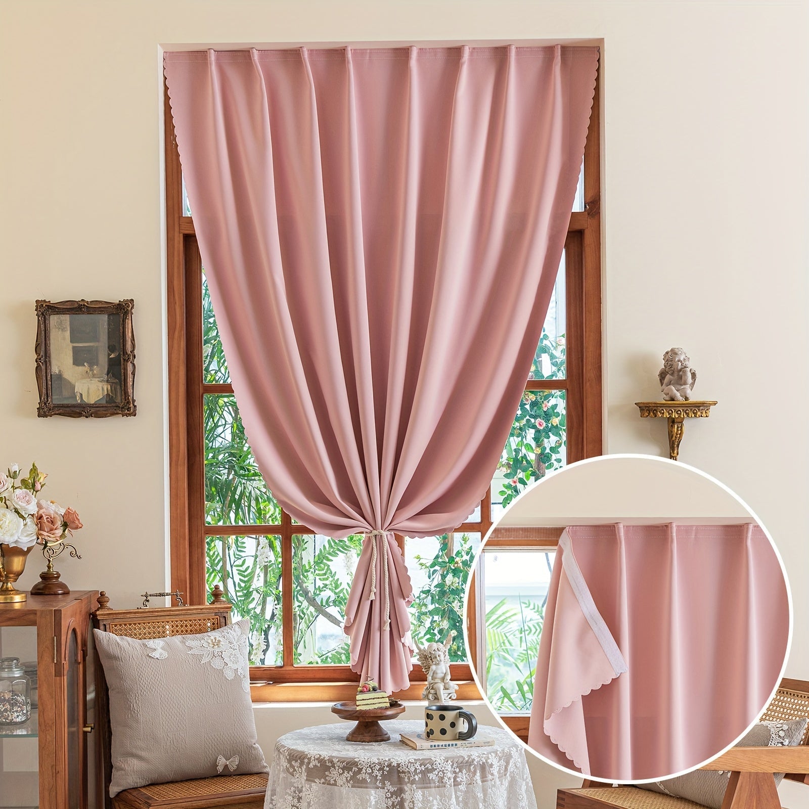 Blackout Curtain Without Rod UV Blocking Easy to Install for Bedroom Living Room Kitchen