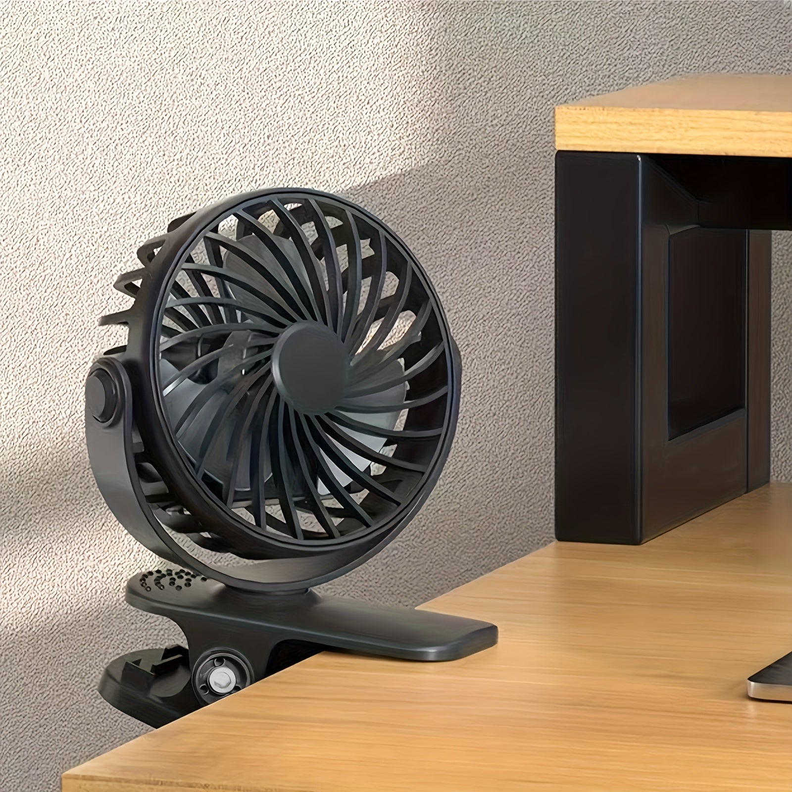 Mini USB Rechargeable Clip-On Desk Fan with 360 Degree Rotation for RV Dorm Student