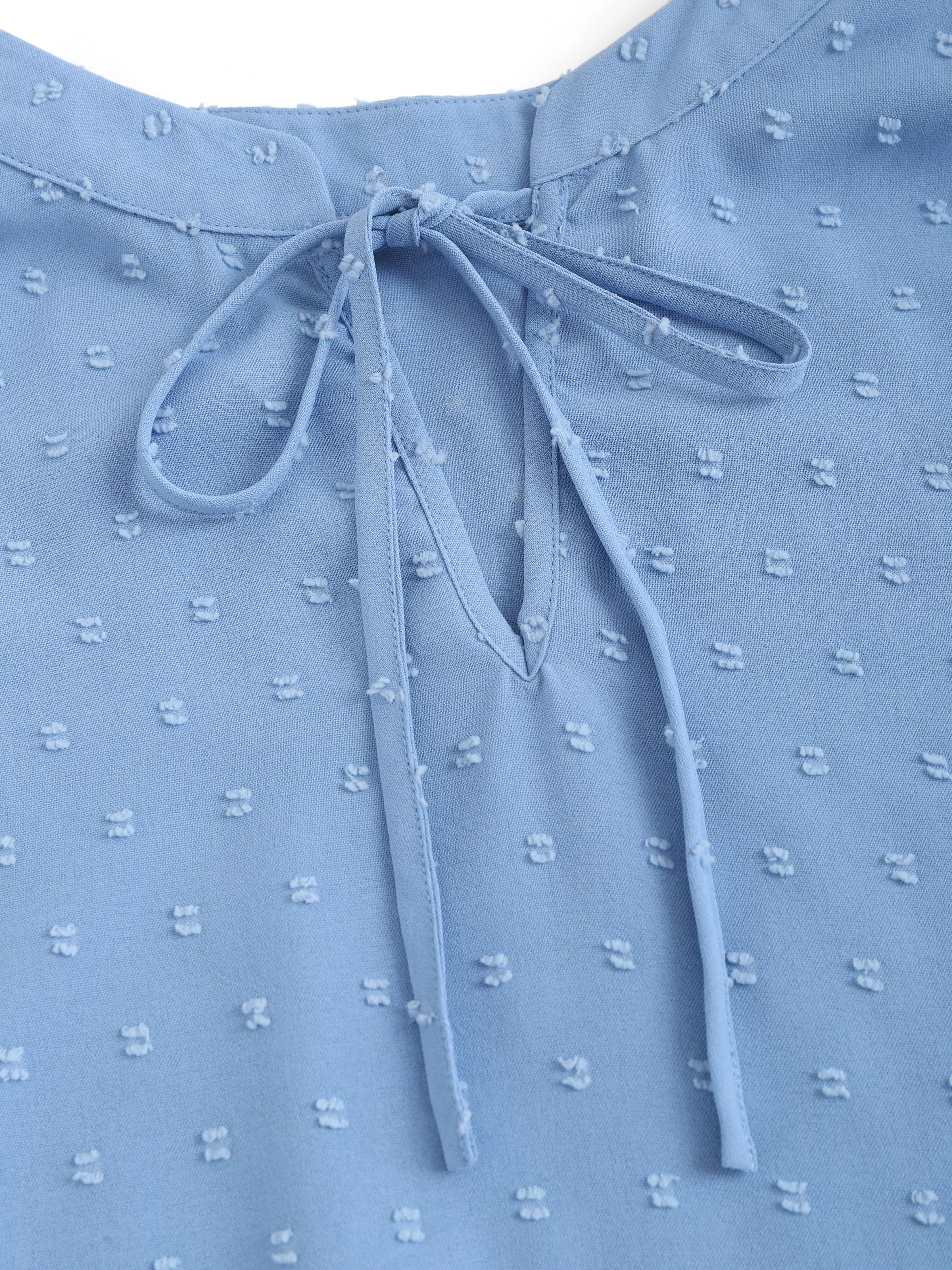 Bej Shveytsariya nuqtali bluz, ruffle bilan bezatilgan, bog'lamali bo'yin, uzun qo'lli, kuz vintage uslub