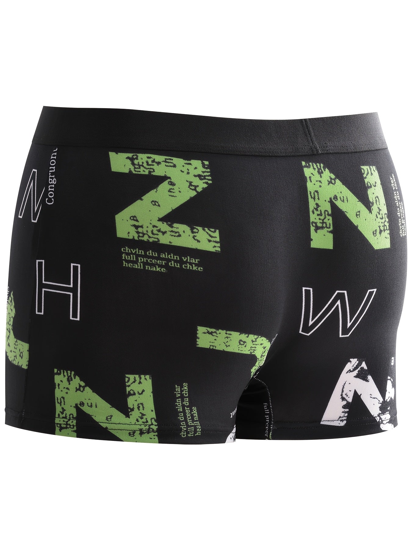 Men's Breathable Boxer Briefs with Letter Patterns Quick-Drying Four-Way Stretch Polyester
