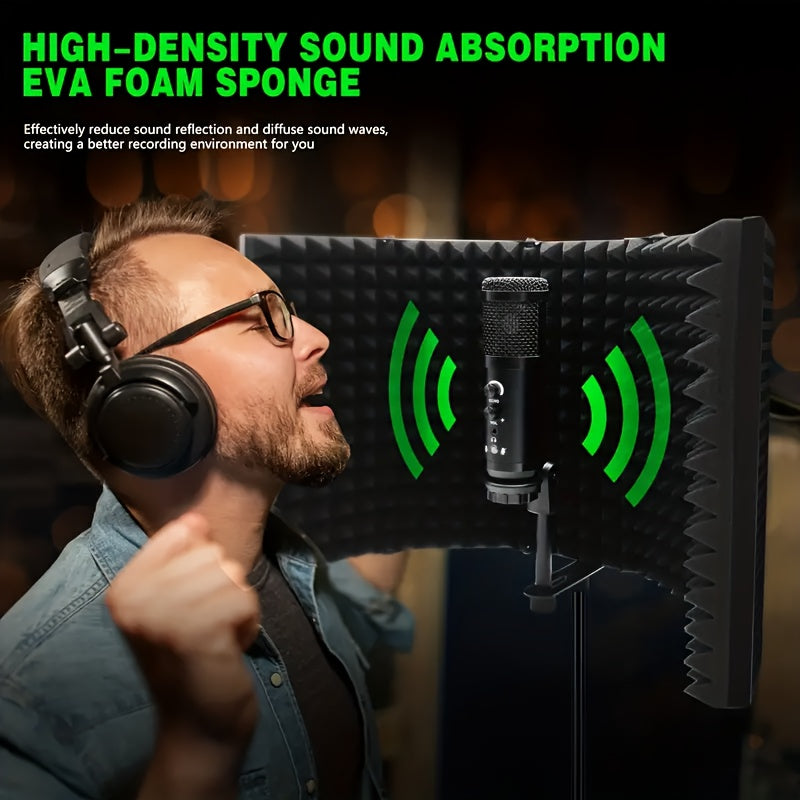 Escudo de aislamiento para micrófono de estudio, cortaviento de algodón, absorbente de sonido para grabación