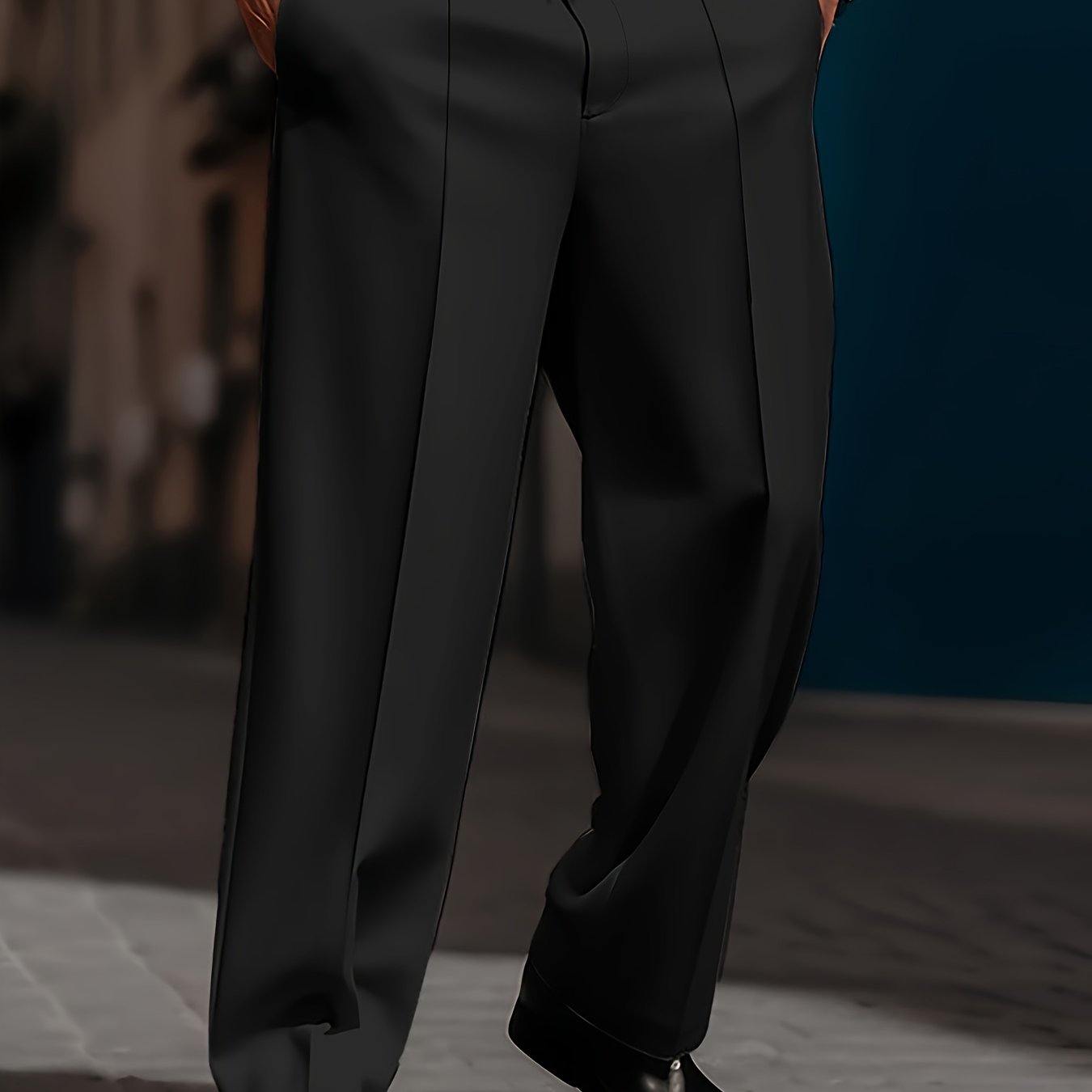 Men's White Relaxed Fit Trousers All-Season Polyester Casual Pockets