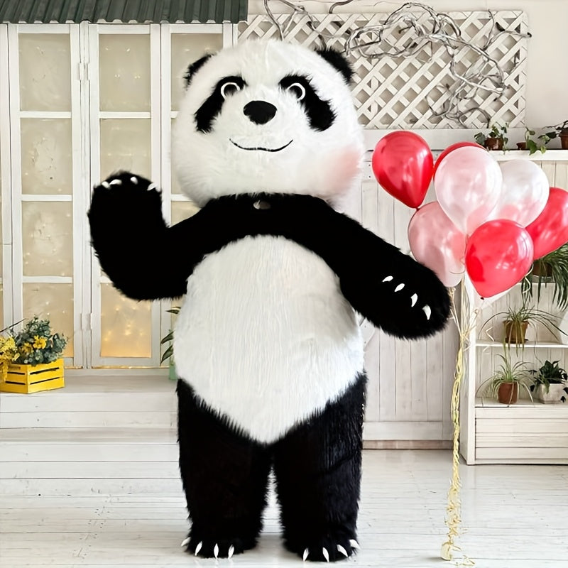 Giant Panda Inflatable Costume with Backpack and Bow Tie for Parties and Holidays