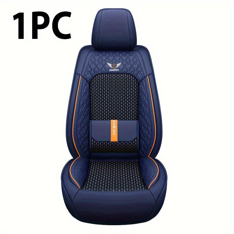 2-Pack Car Seat Cushion Set Full Coverage Icy Silk Napa Leather Breathable