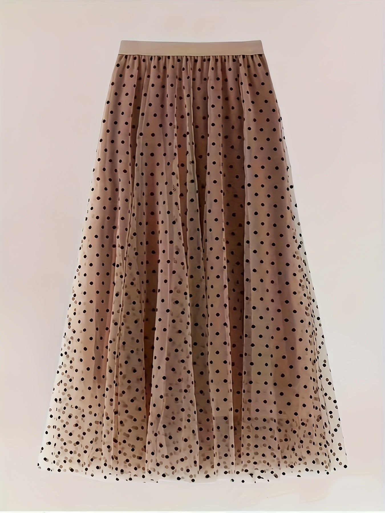 Plus Size Polka Dot Sheer Skirt Lightweight Polyester Flared Summer Beach Cover-Up