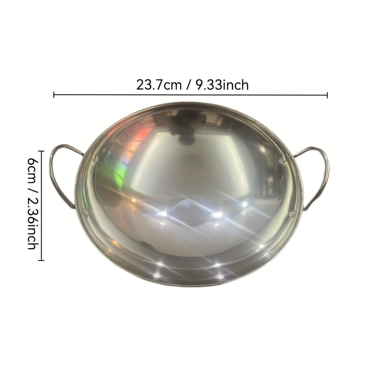 Stainless Steel Wok with Dual Handles Round Bottom for Seafood Soup Camping