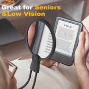 Hands-Free Lighted Magnifier with Large Neck-Wearable Lens and LED Illumination