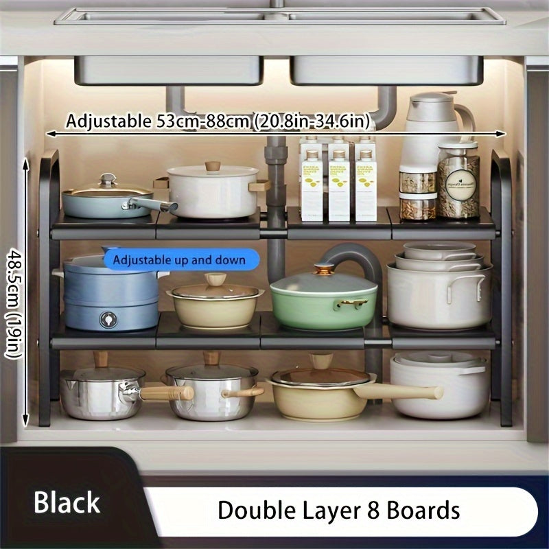 Black Metal Storage Rack Set with Removable Baskets for Kitchen and Bathroom Organization