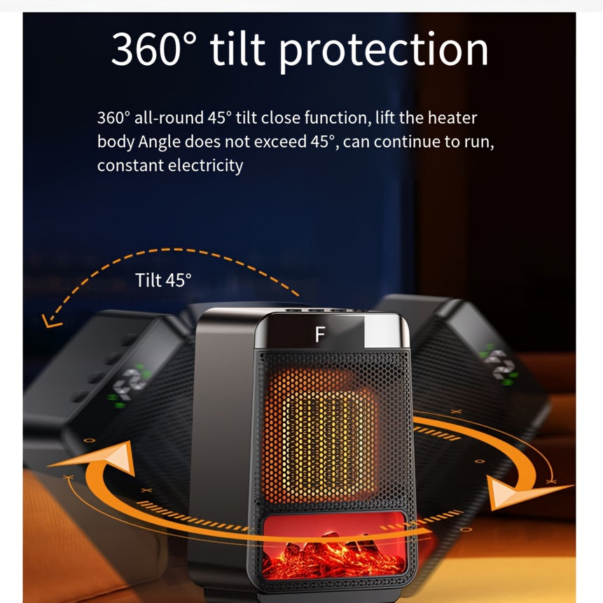 1000W Electric Fan Heater Portable Ceramic PTC Desktop Warmer with Thermostat