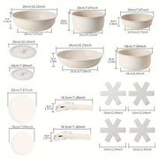 Juego de utensilios de cocina antiadherentes de 15 piezas con mangos desmontables para inducción y camping