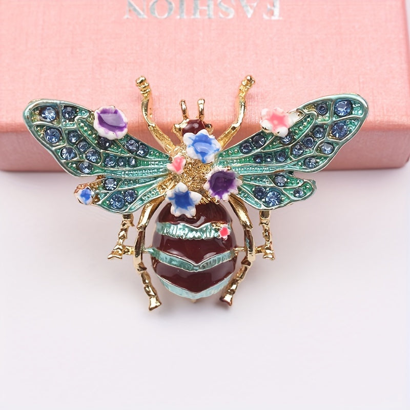 Broche de abeja con pedrería, forma única, estilo vintage, pin de solapa para bufandas y moda