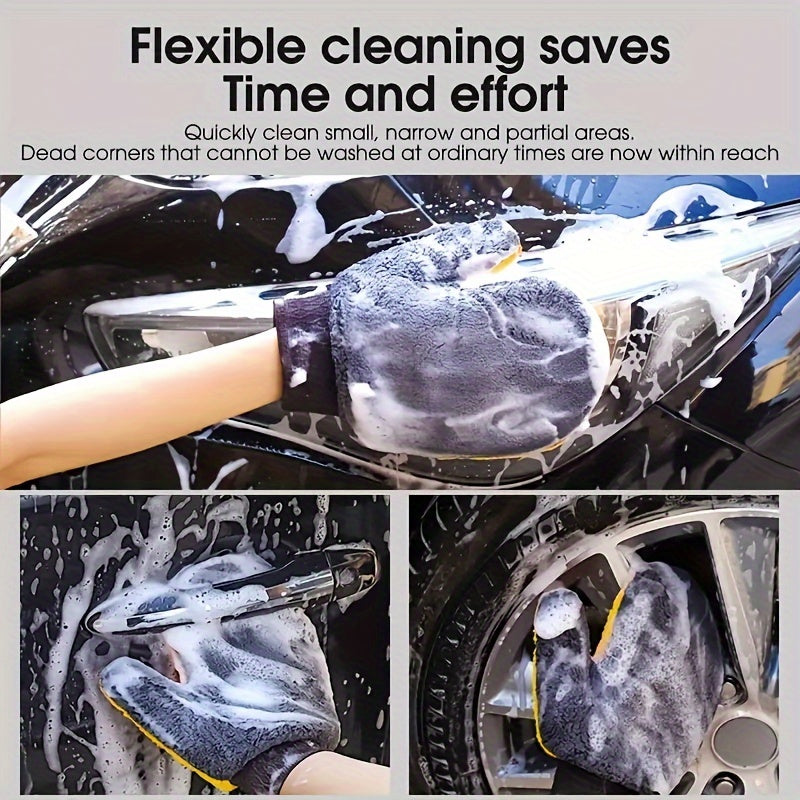 Микрофибровая перчатка для мойки автомобиля без царапин, многоразовая, двухсторонняя губка