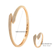 Women Zirconia Open Bangle and Ring Set Modern Fashion Jewelry