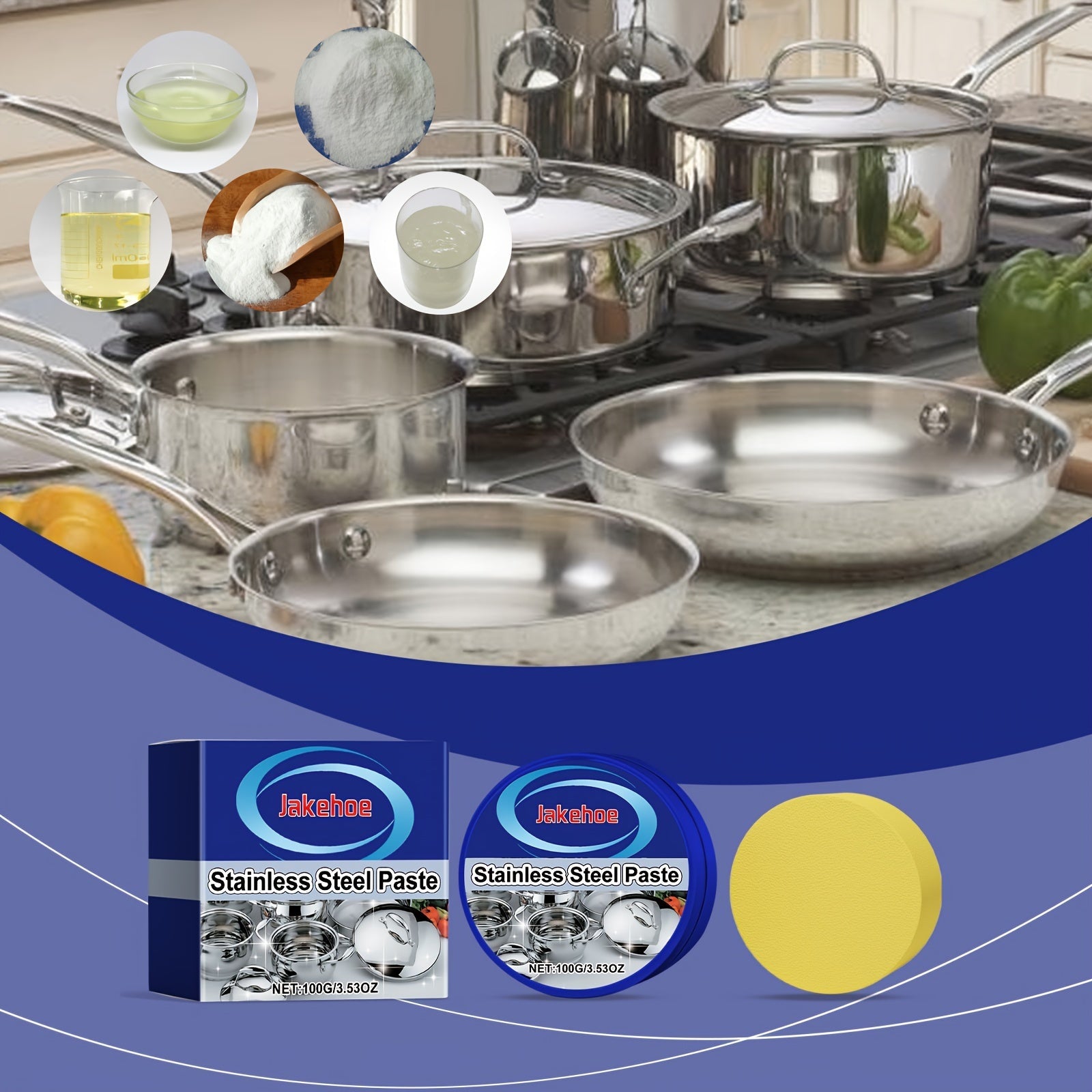 Stainless Steel Cleaning Gel Paste Sodium Bicarbonate 1L Residue-Free