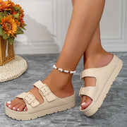 Ayollar EVA sozlanadigan ikki tokchali slayd sandalki ochiq toe, kundalik yozgi ichki va tashqi foydalanish