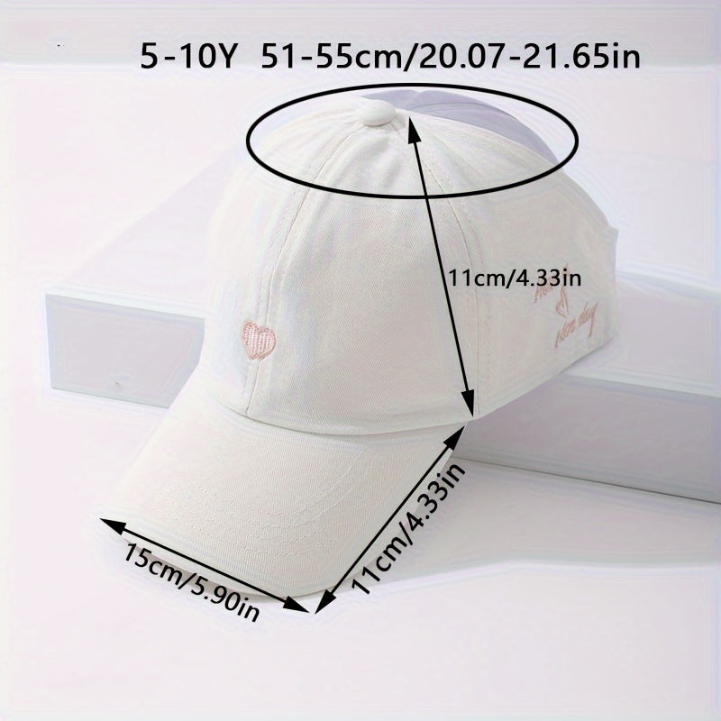 Kids Sun Protection Baseball Cap for Girls and Boys Heart Pattern Fitted Spring Summer