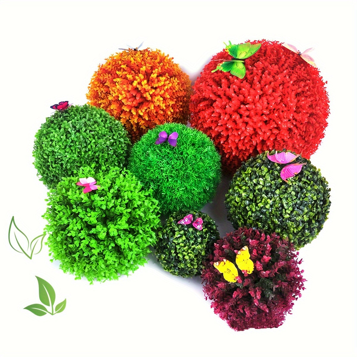 Artificial Plant Set of 2 Boxwood Topiary Balls UV Protected for Outdoor Indoor Decor