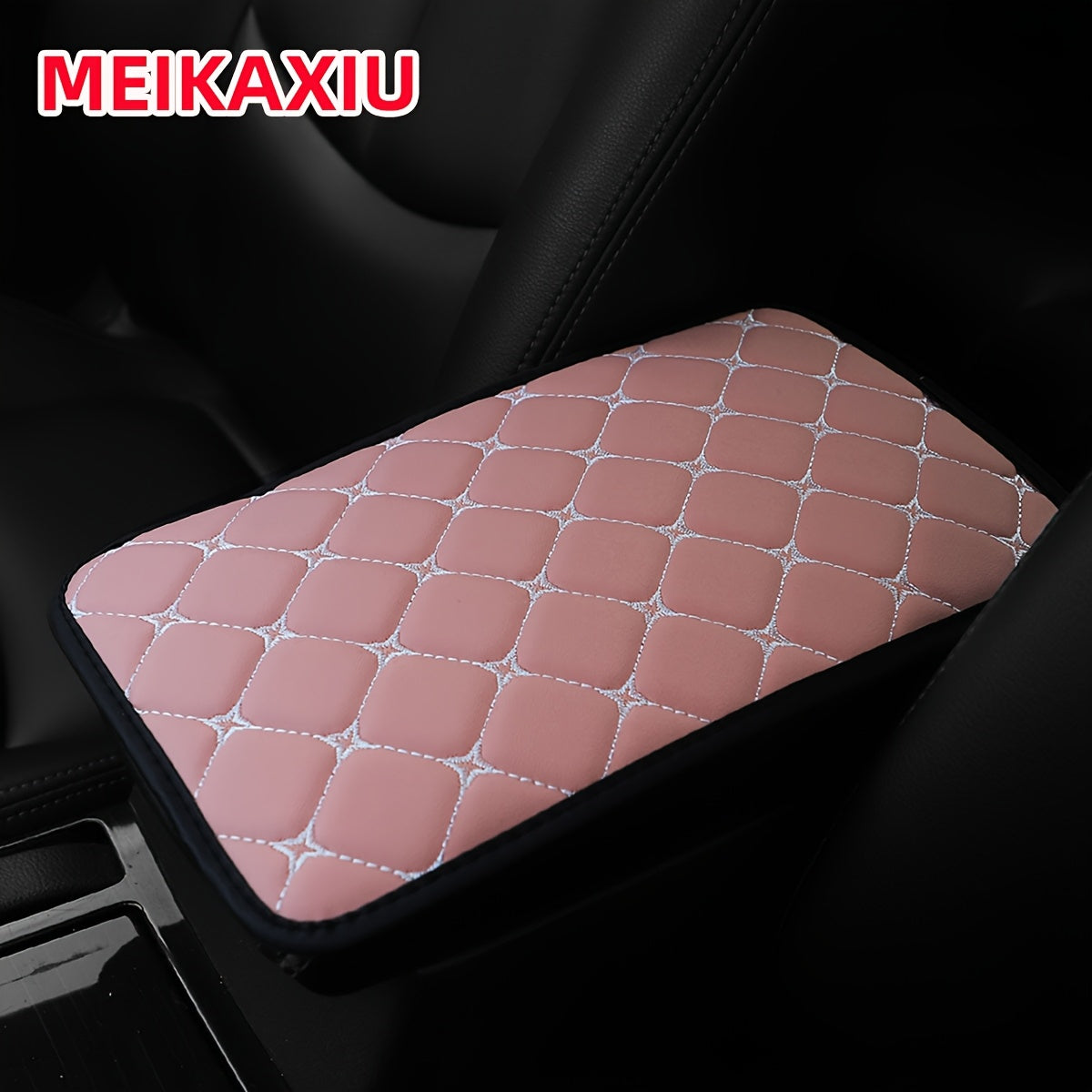 Universal Faux Leather Car Armrest Cushion Black and Red Center Console Cover
