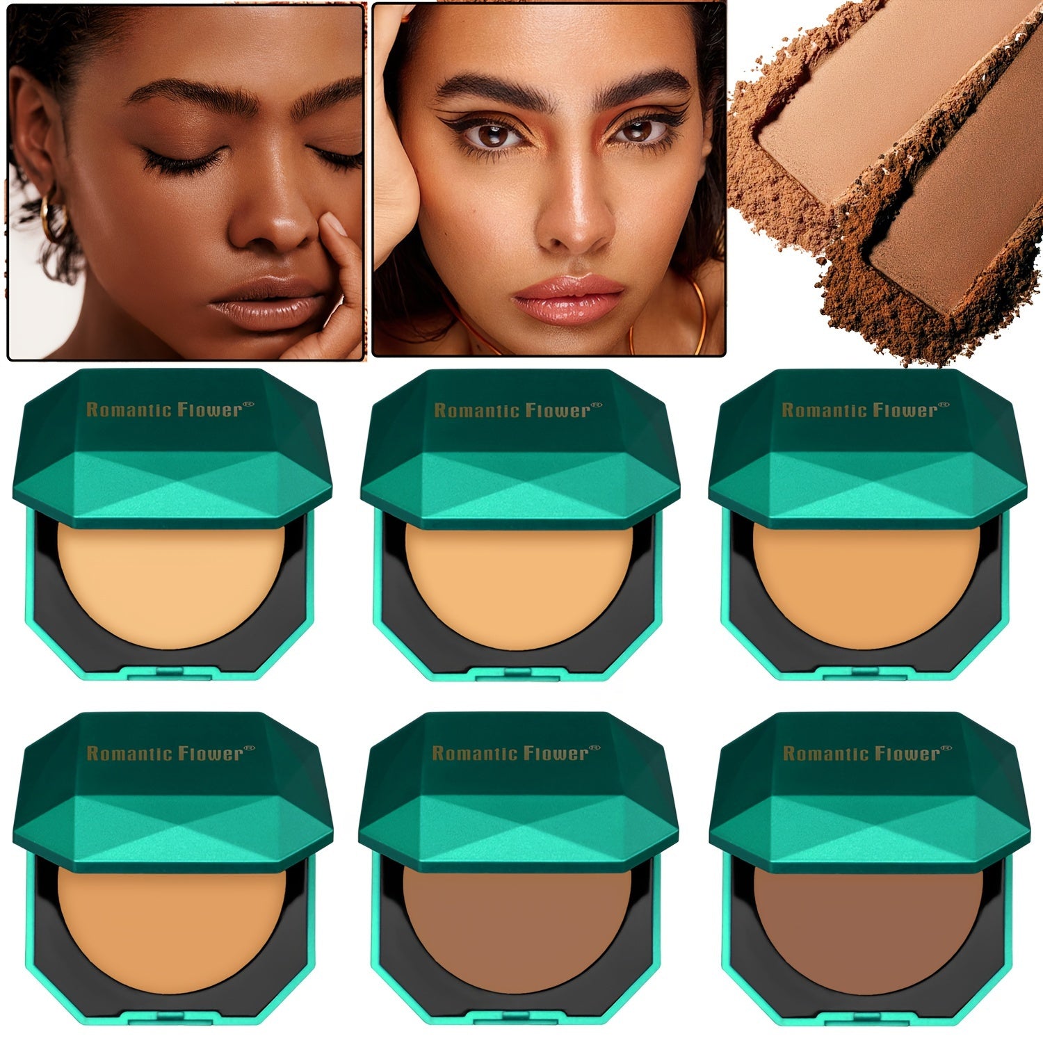 Polvo de contorno para mujer de 6 colores, mate oscuro, resistente al agua y al sudor