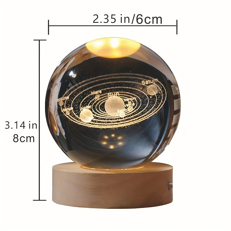 USB-Powered 3D Laser Crystal Ball Night Light Galaxy Design for Home Decor and Gifts