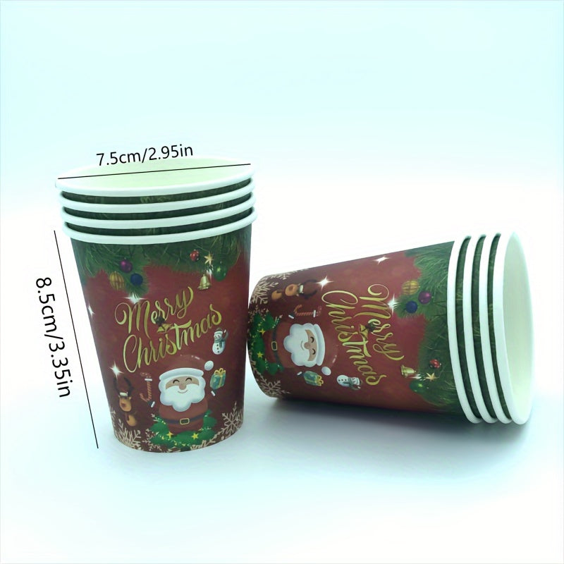 Новогодние бумажные стаканы, тарелки, полотенца, украшения для вечеринки, сценические принадлежности