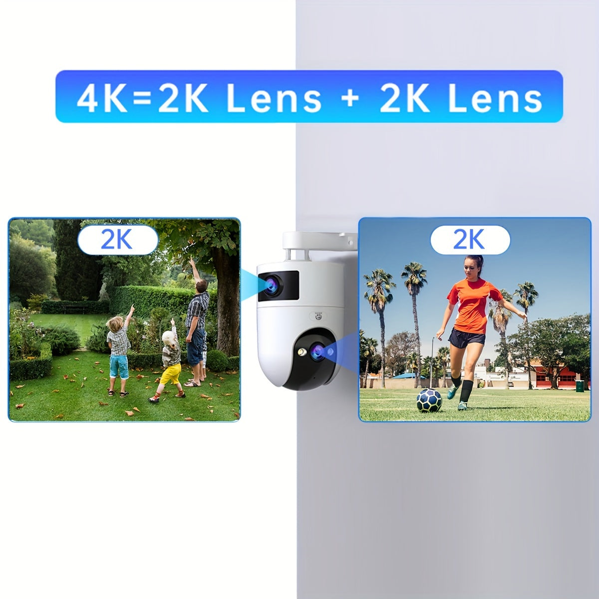 4K Ultra HD Outdoor Security Camera with Dual Lenses PTZ Motion Detection Wi-Fi