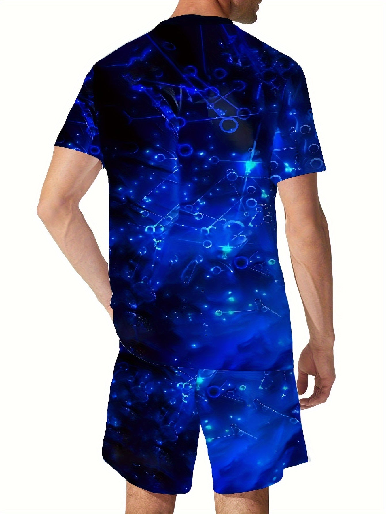 Мужская футболка и шорты с 3D-печатью для полных размеров, повседневные летние комплекты