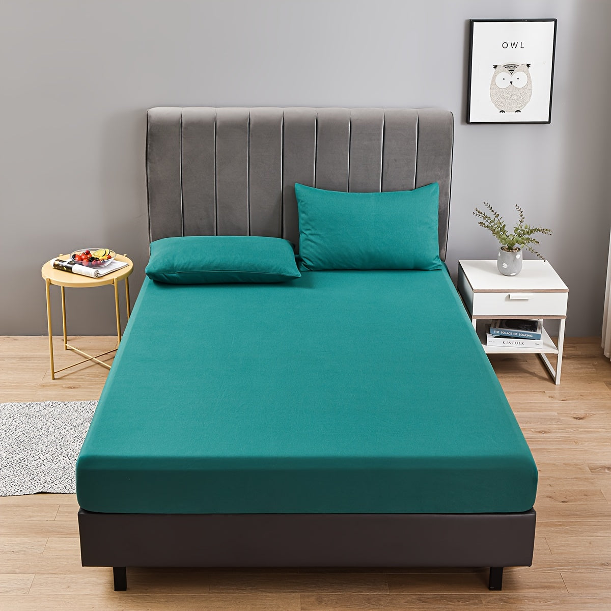 Sábanas ajustables 3 en 1 color beige claro con fundas de almohada, transpirables y suaves para dormitorio y habitación de invitados